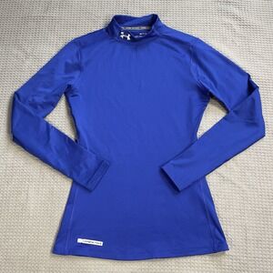 Under Armour Cold Gear Mock Neck Fitted Shirt Small Womens Royal Blue